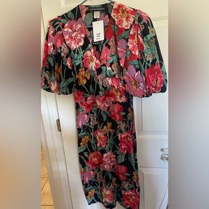 Vintage 1980s Barbara Floral Puff Sleeve Dress size 6